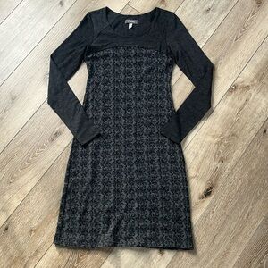 Ibex Wool Dress Juliet Providence Printed Gray Long Sleeve